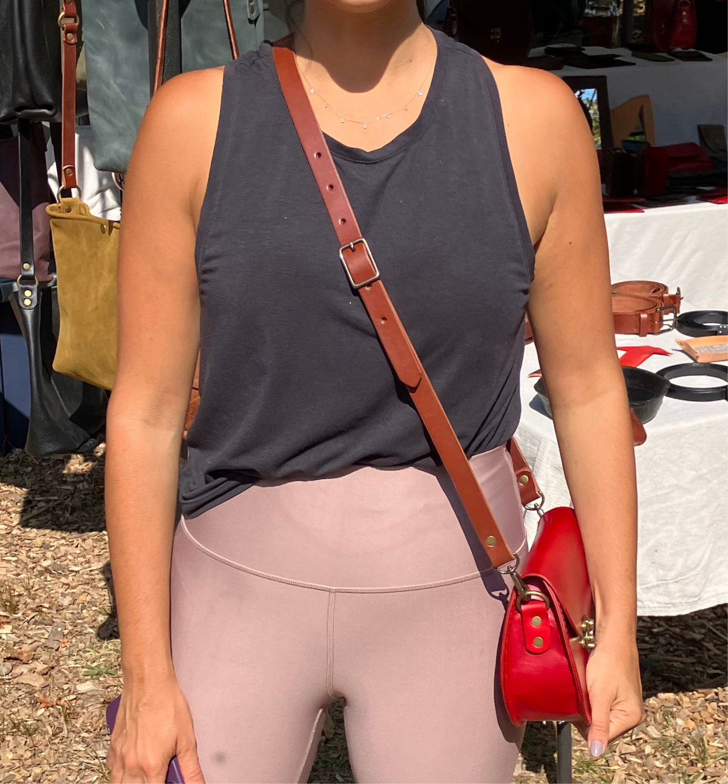 crossbody, the Sarah, red leather