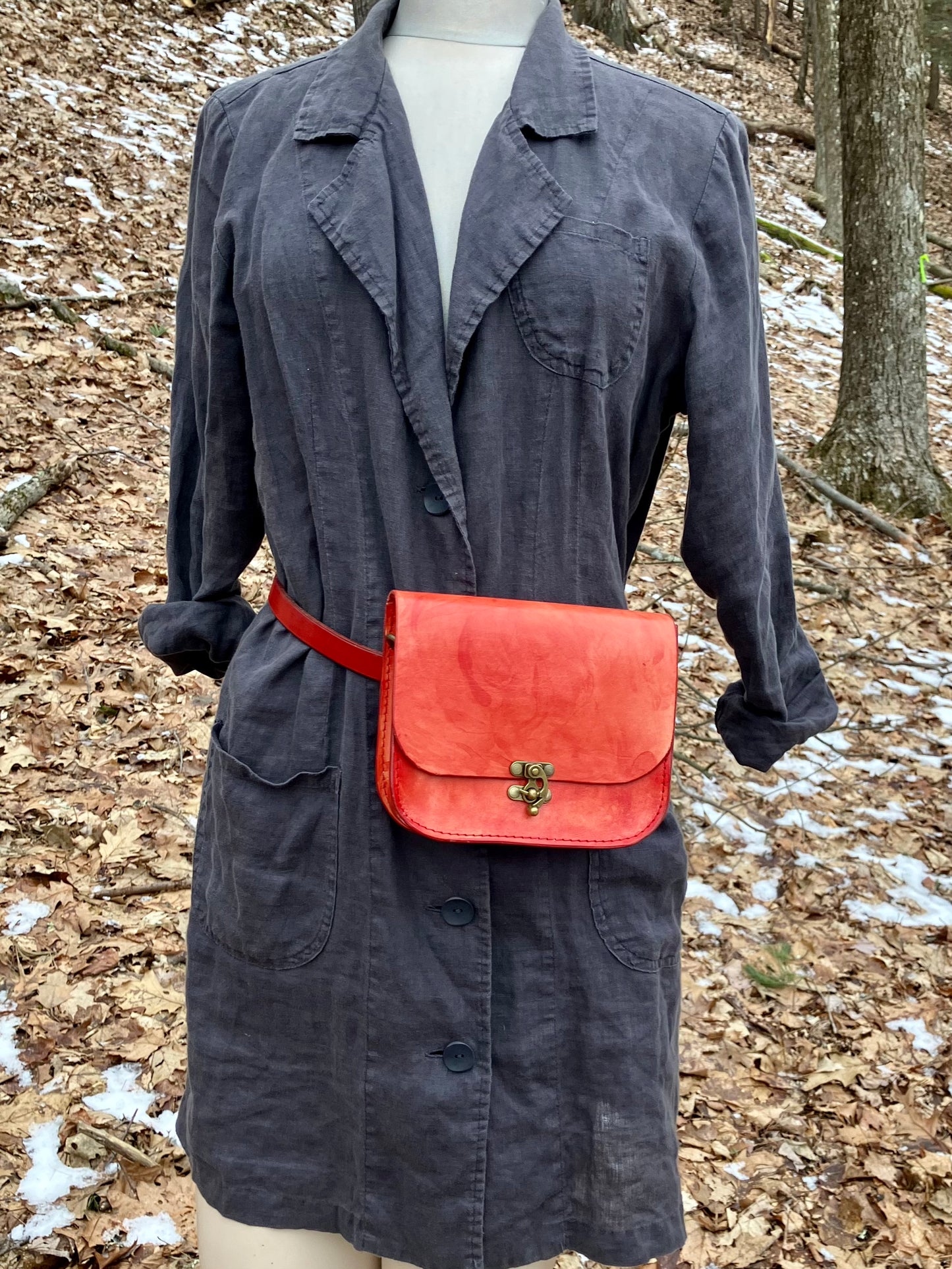 handmade leather bag/belt-bag hybrid with crossbody strap in orange by Wilder Leather