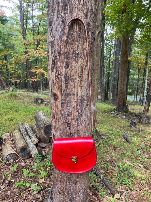 crossbody, the Sarah, red leather
