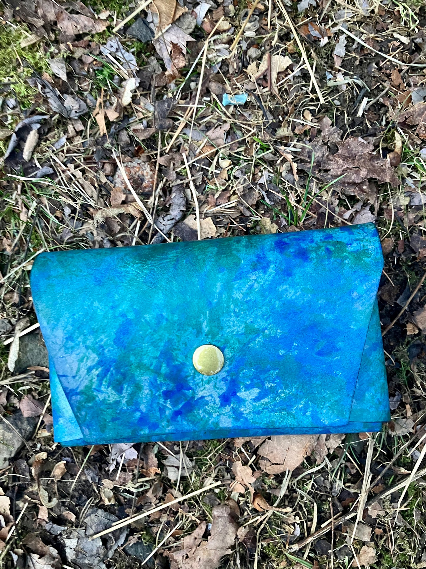 envelope pouches, leather, handpainted