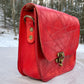 red slash embosssed handmade leather bag/belt-bag hybrid with crossbody strap by Wilder Leather.
